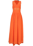 Lace Detail Drop Waist Maxi Orange
