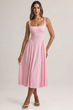 Modal A Line Midaxi Dress in Pastel Pink