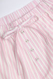 Mid Rise Cotton Poplin Shorts in Pink Stripe