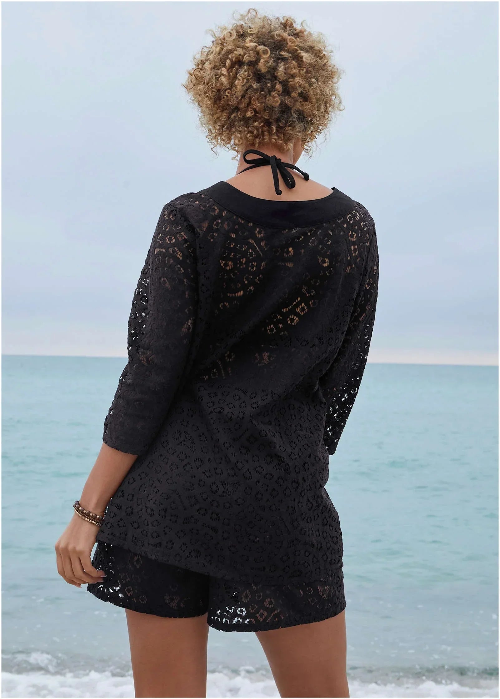 Lace Tunic Cover Up Jet Black