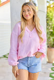 Jenna Pink Gauze V Neck Tunic
