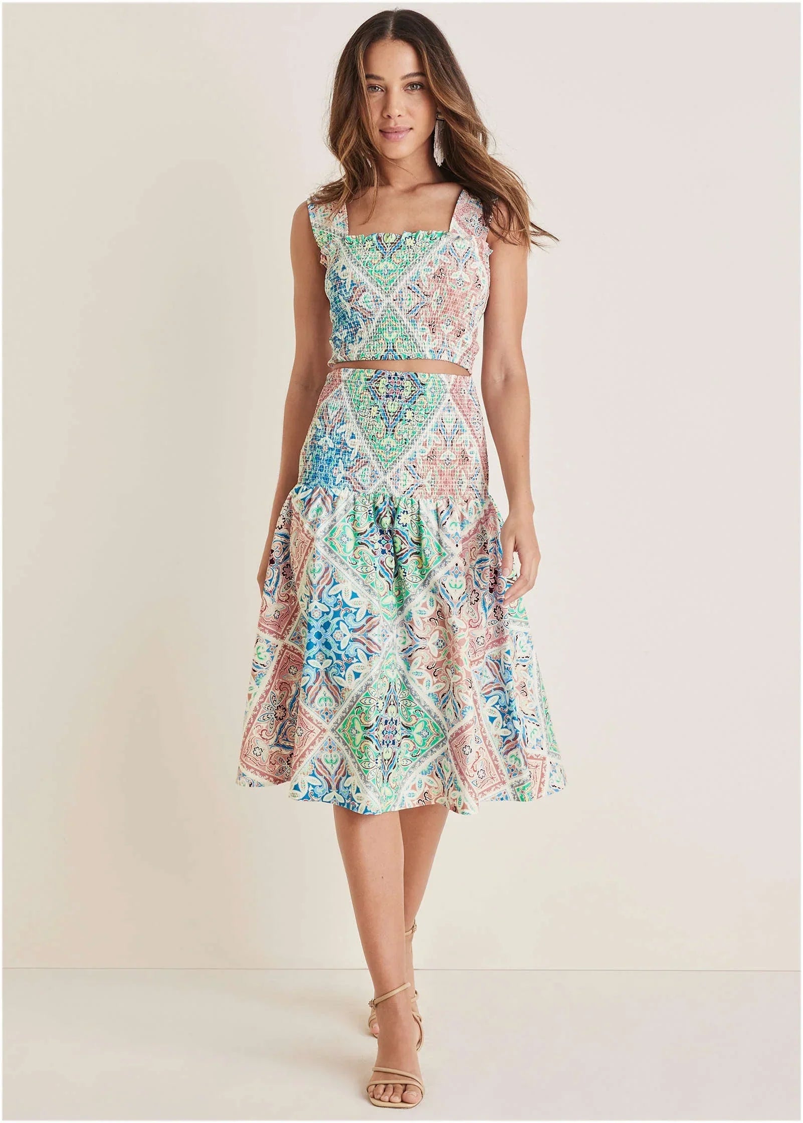 Smocked Two Piece Set Boho Tile