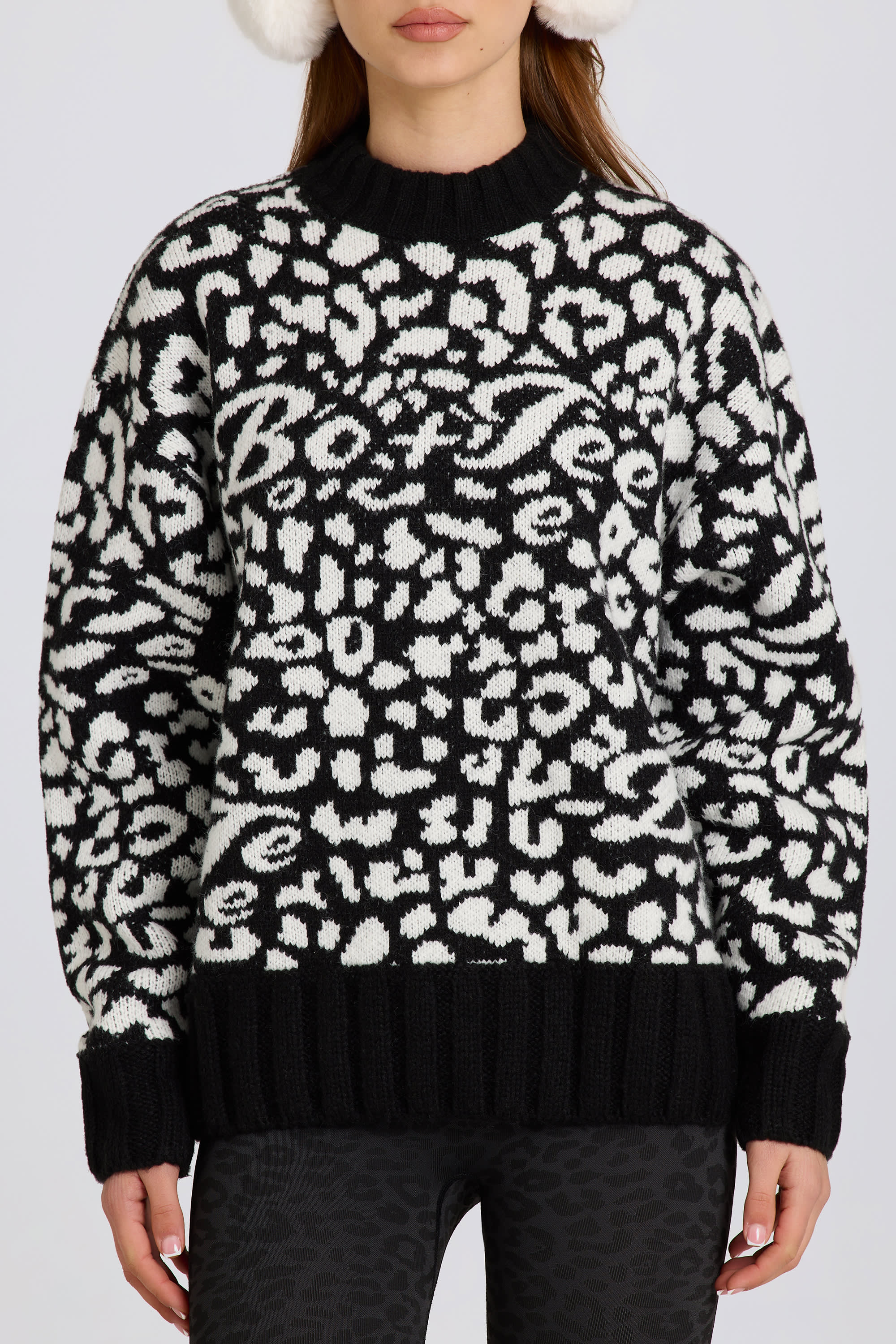 Jacquard Knit Oversized Jumper in Black