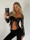 KAROLINA LONG SLEEVE TOP BLACK LACE