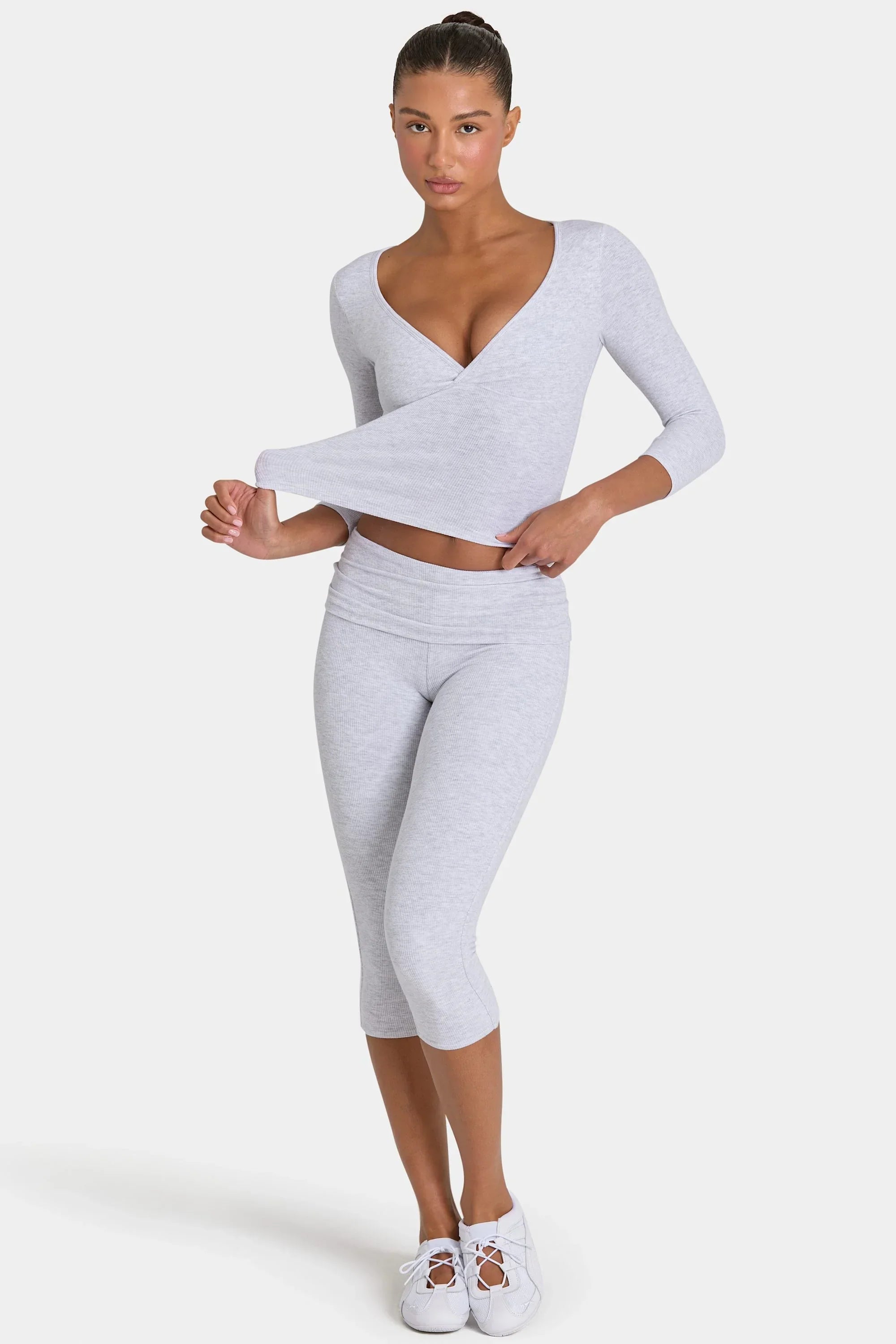 ButterCloud Capri Leggings in Grey Marl