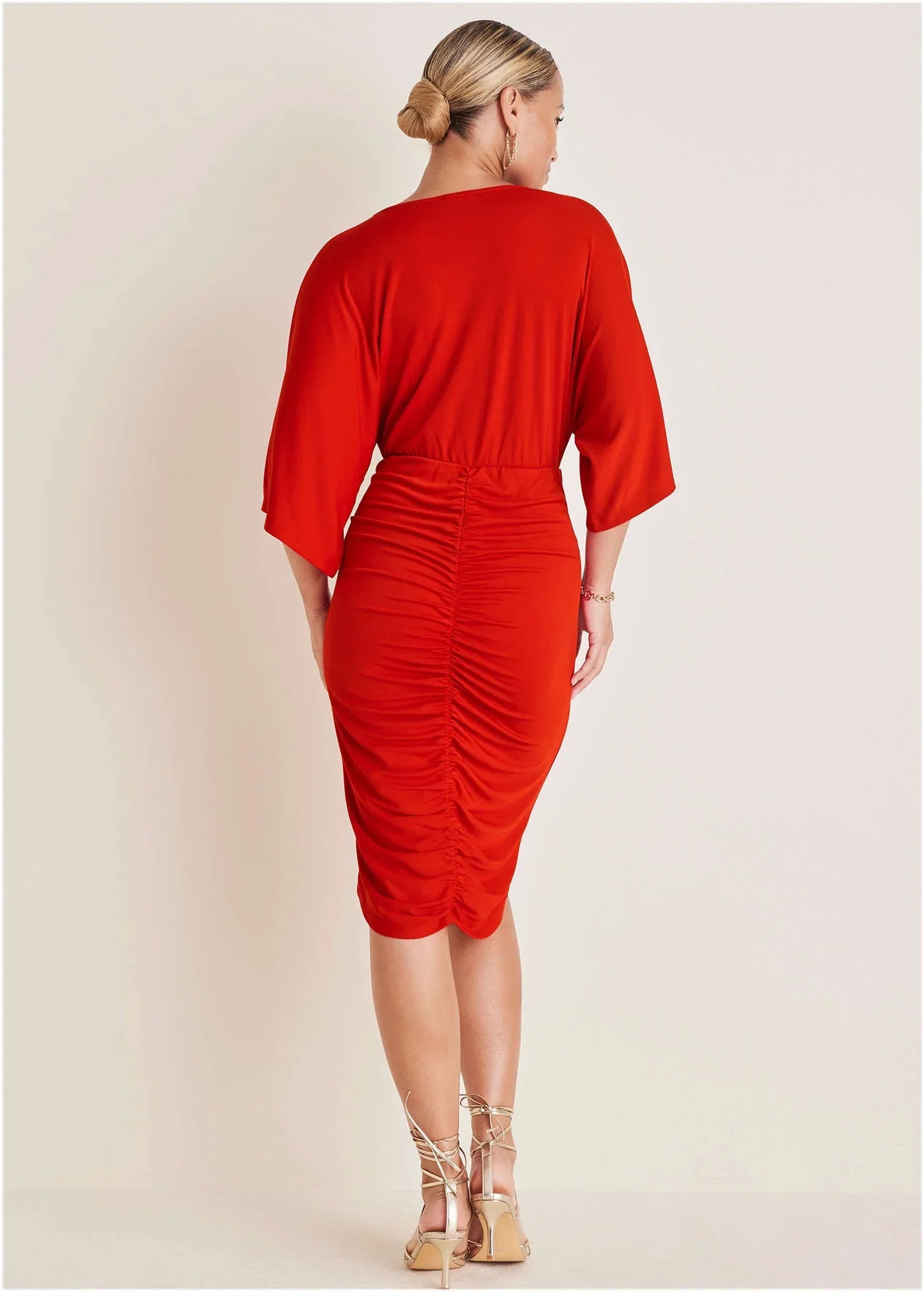 Ruched High Low Dress Goji Berry