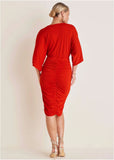 Ruched High Low Dress Goji Berry