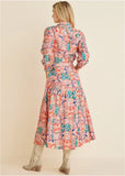 Cotton Linen Shirt Midi Dress Venetian Patchwork