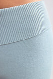 Chunky Knit Foldover Kick Flare Trousers in Dusty Teal