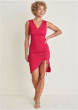 Ruched Side High Low Dress Persian Red