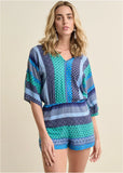 Mixed Print Romper Green Multi