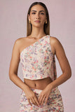 Scarf Detail One Shoulder Top in Primrose Floral Print