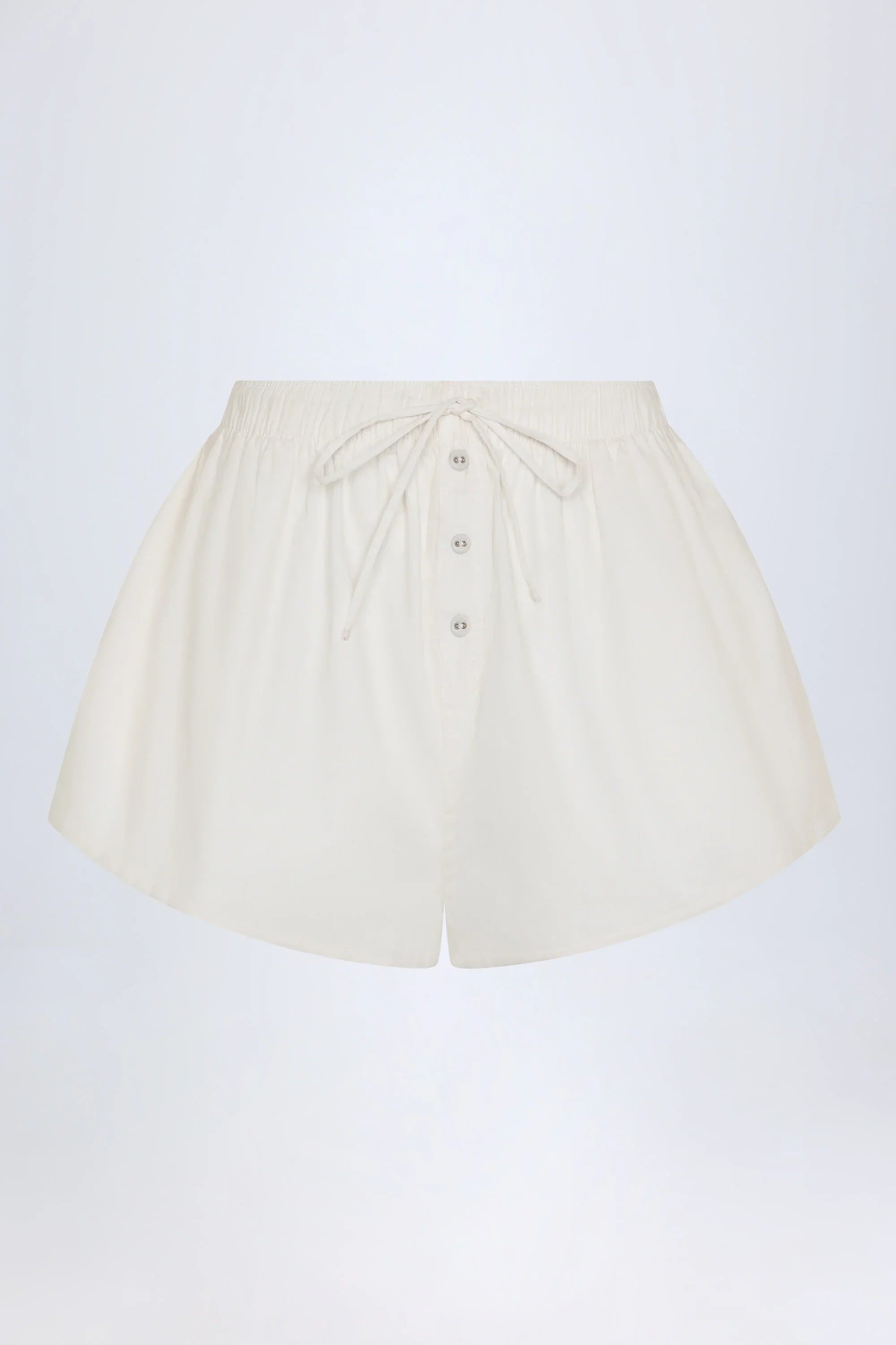 Tie Front Cotton Poplin Shorts in White