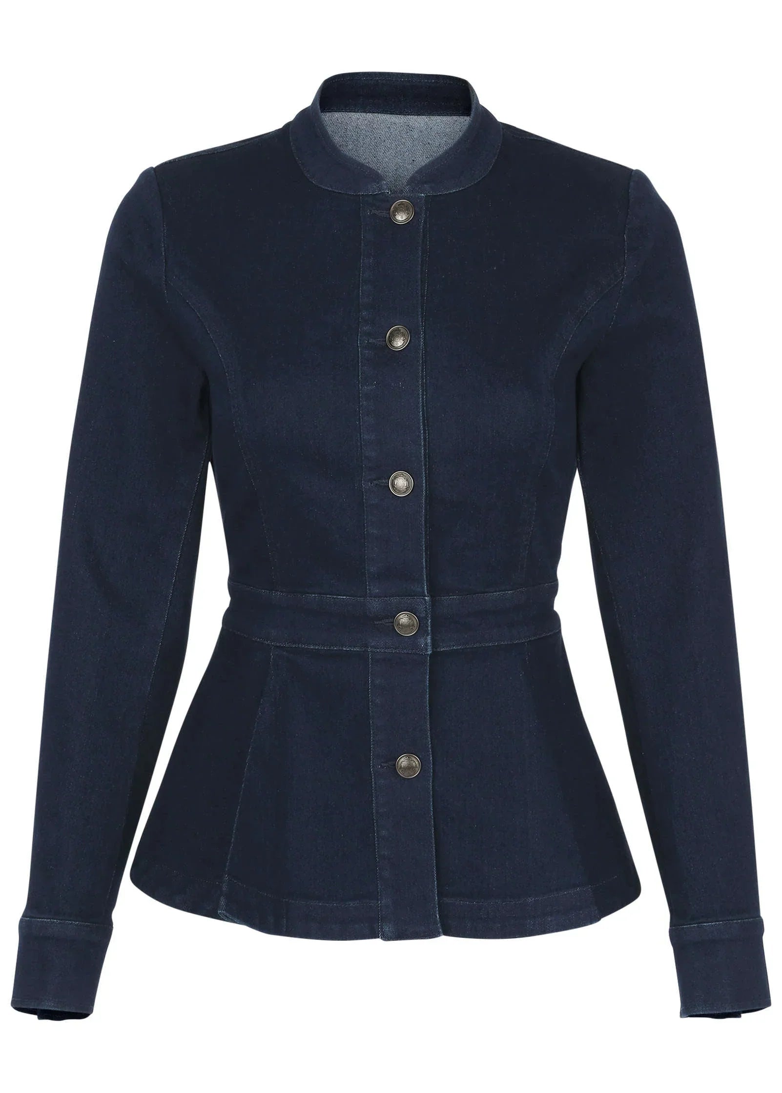 Denim Peplum Blazer Dark Rinse Wash