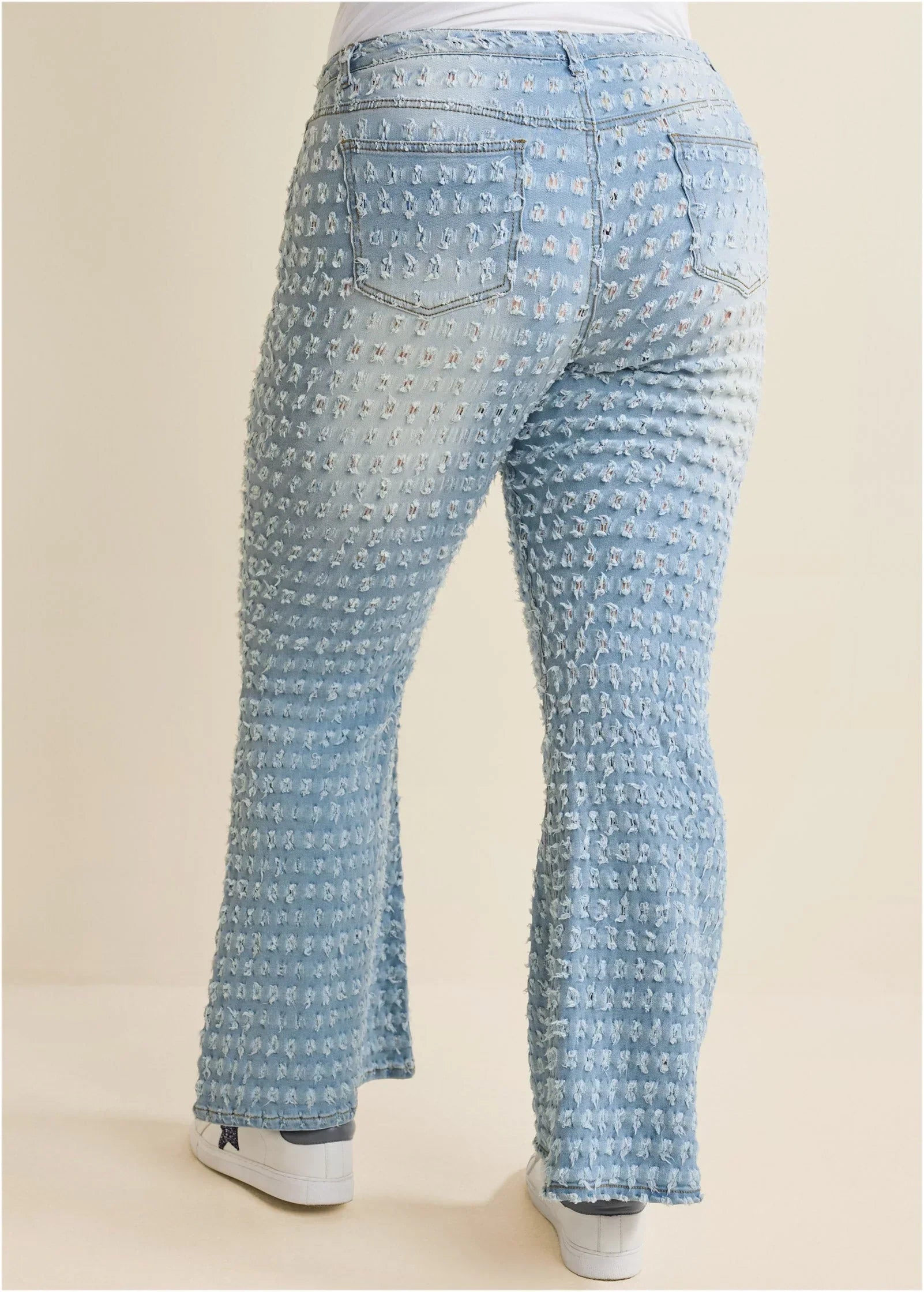 Laser Flare Leg Jeans Light Wash