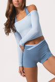 Soft Jersey Off Shoulder Top in Powder Blue
