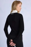 Knit Long Sleeve Fitted Top in Black