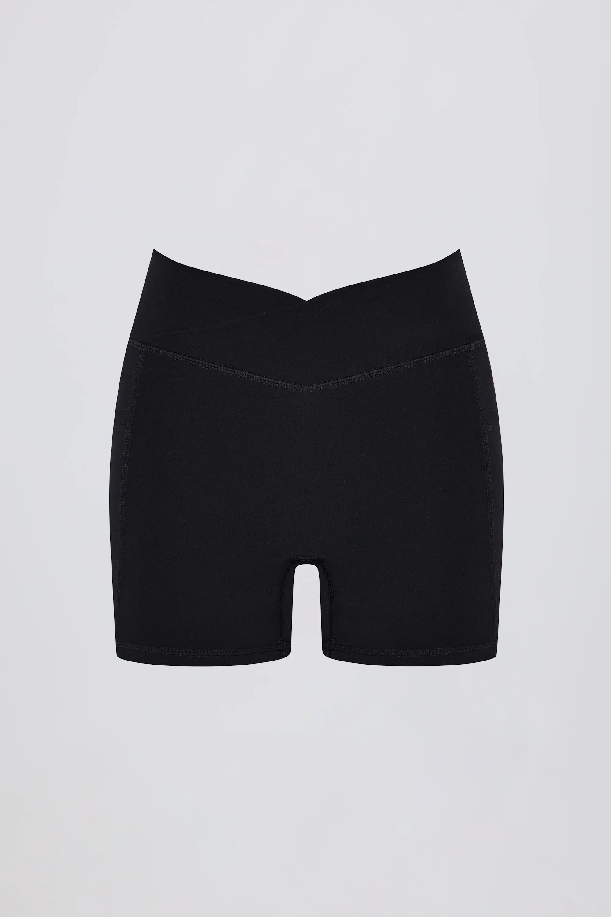 Soft Active V Waist Pocket Mini Shorts in Black