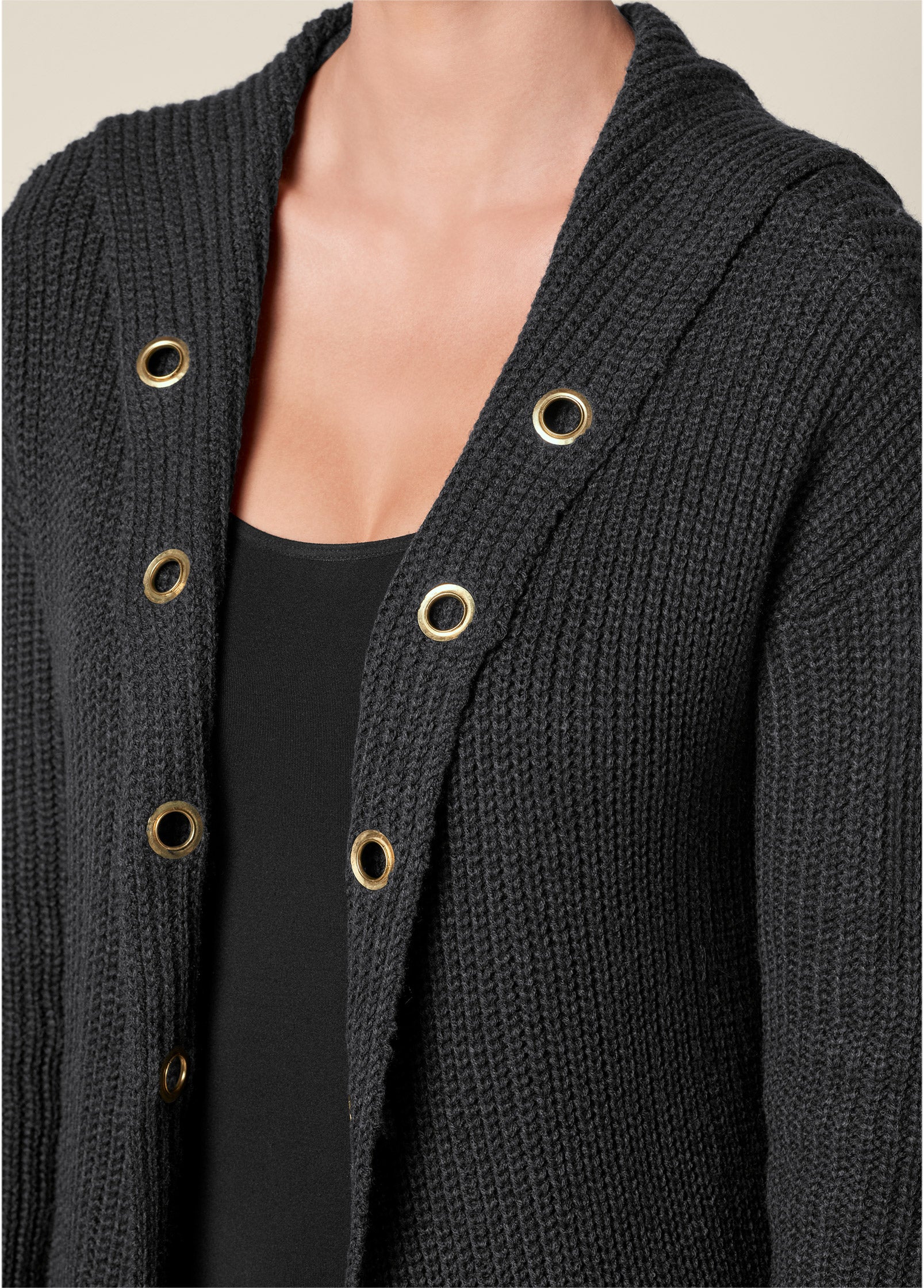 Grommet Detail Duster Black