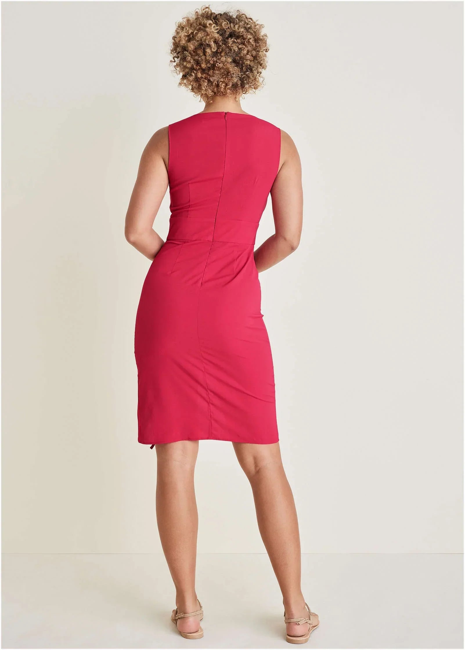 Ruched Side High Low Dress Persian Red
