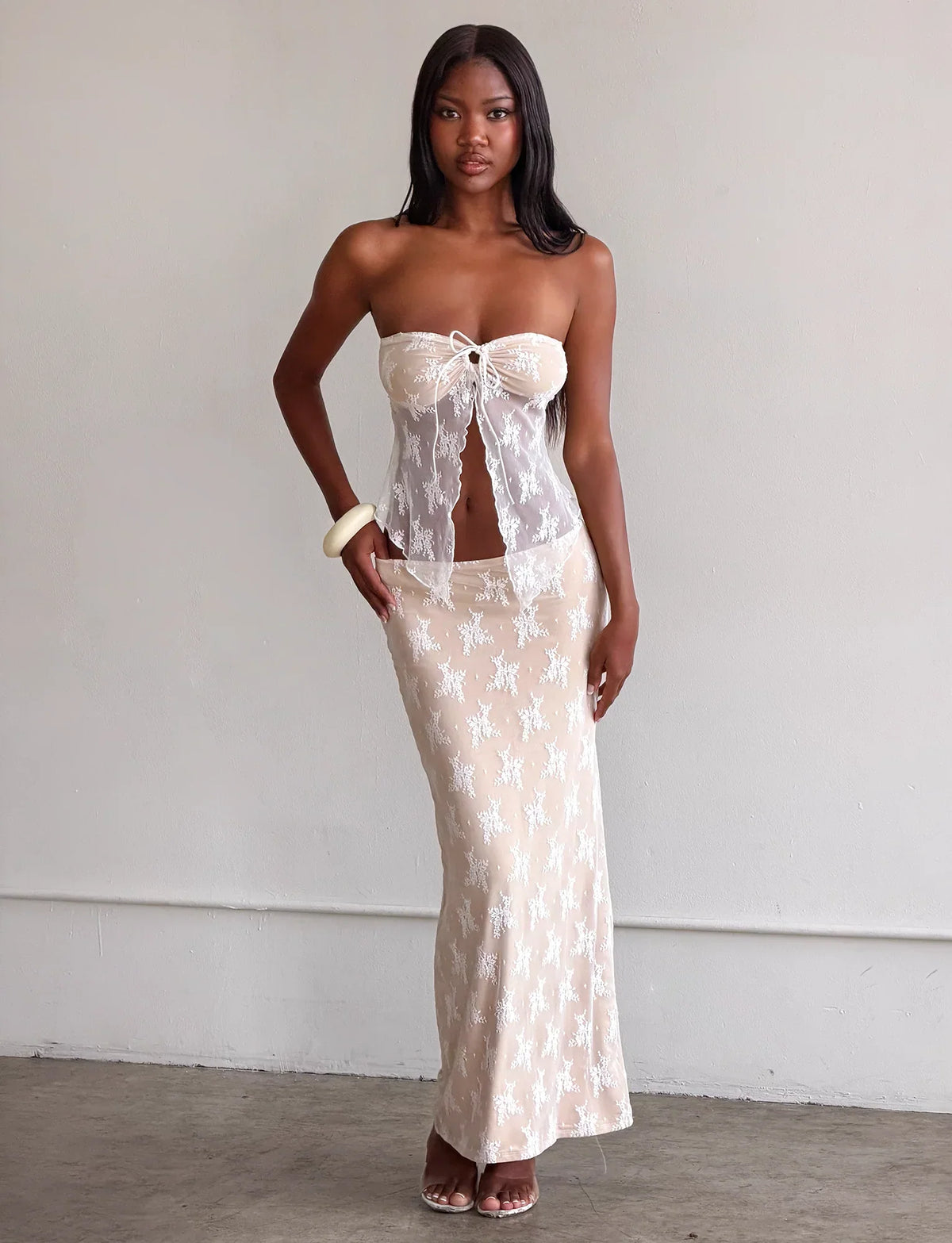 KAROLINA SKIRT WHITE WHITE LACE