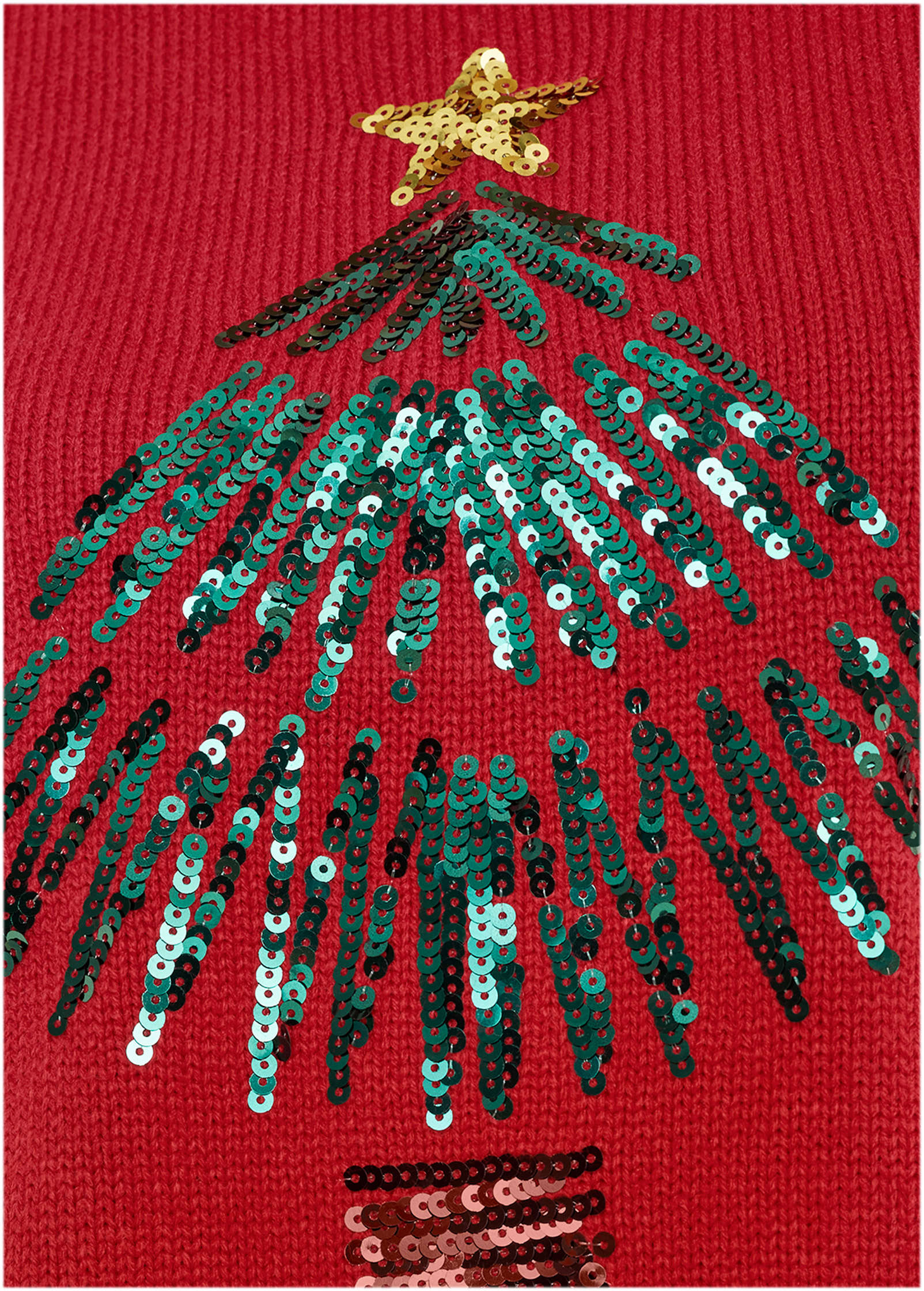 Sequin Tree Sweater Haute Red