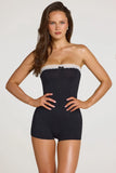 Modal Lace Trim Playsuit in Black