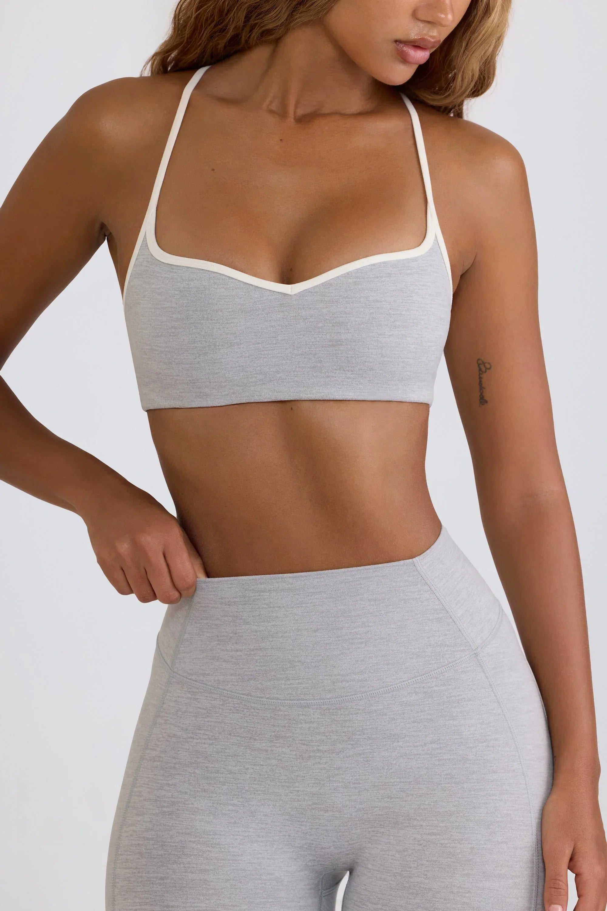 Soft Active Sweetheart Neck Sports Bra in Grey