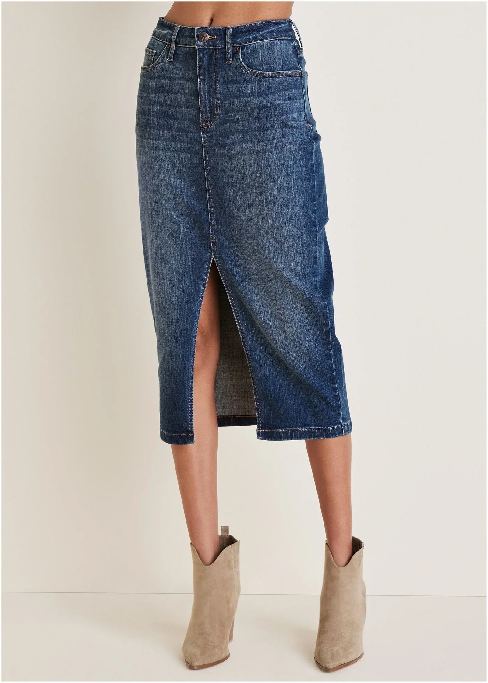 Denim Midi Skirt Medium Wash