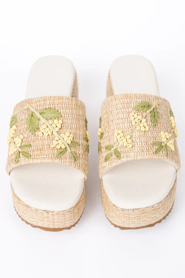 Taniya Yellow Floral Platform Sandal
