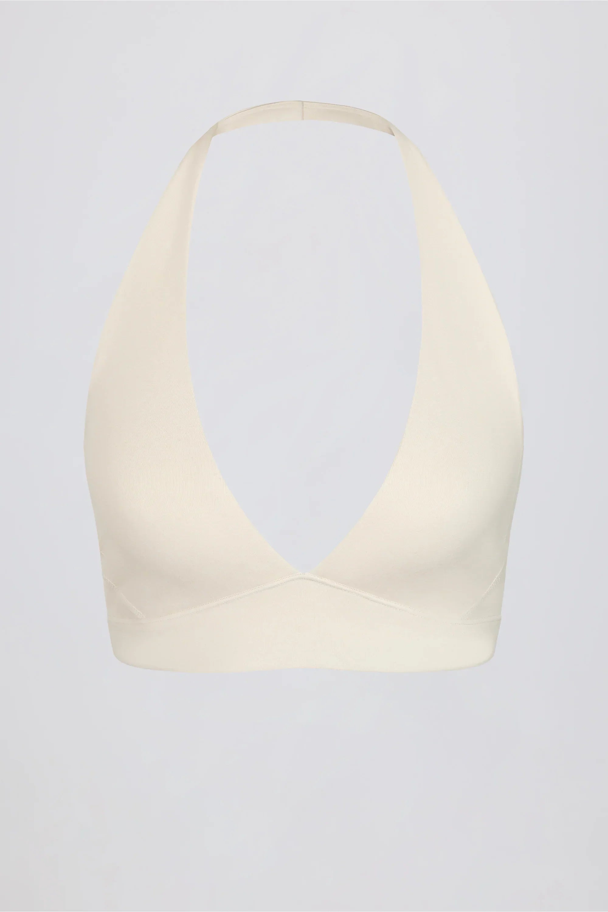 Brushed Jersey V Neck Sports Bra in Vanilla