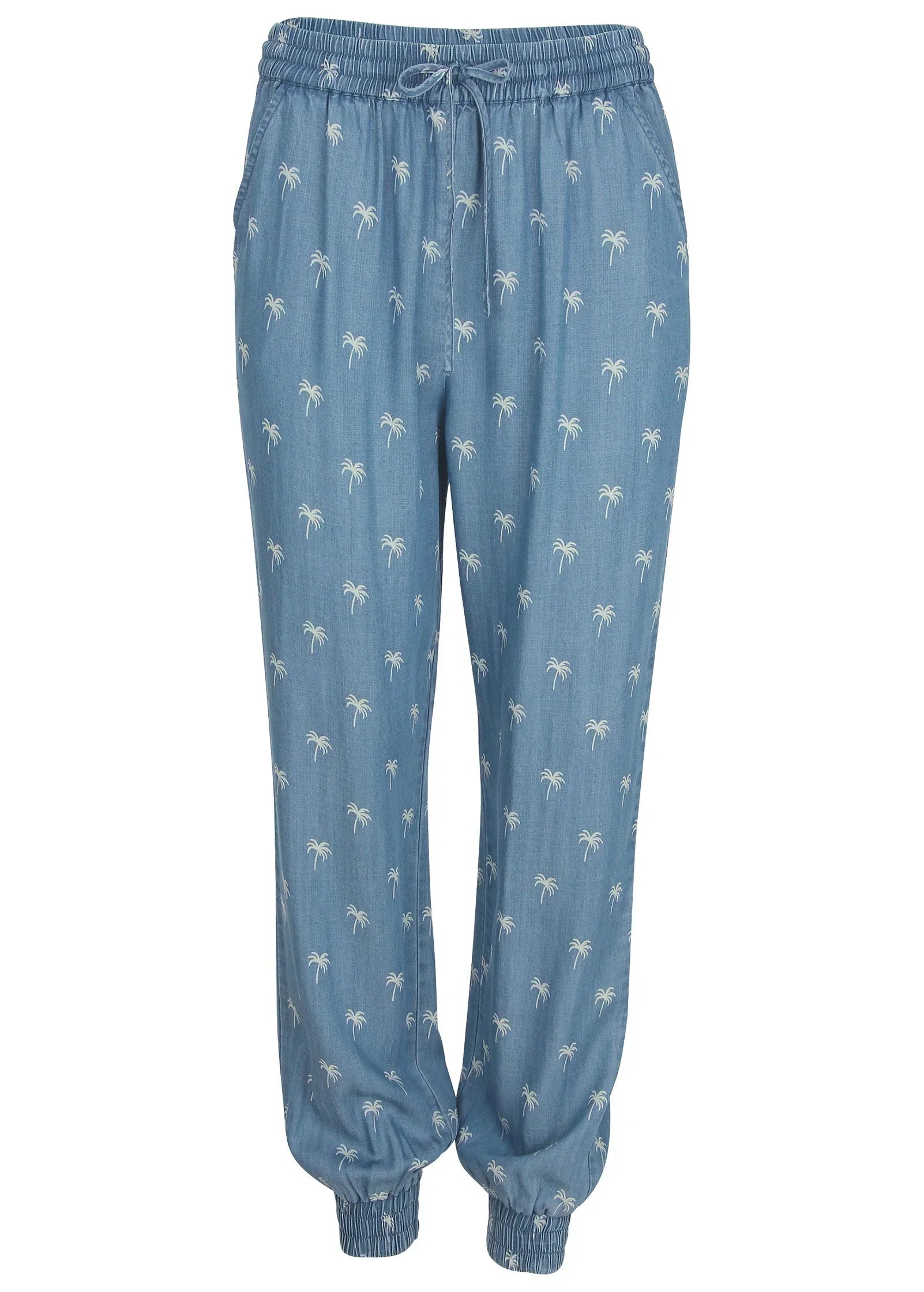 Printed Chambray Joggers Light Wash