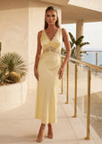 Miracles Happen Satin Maxi Dress Yellow