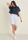 Brooke Denim Bermuda Shorts White