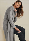 Faux Suede Trench Coat Grey