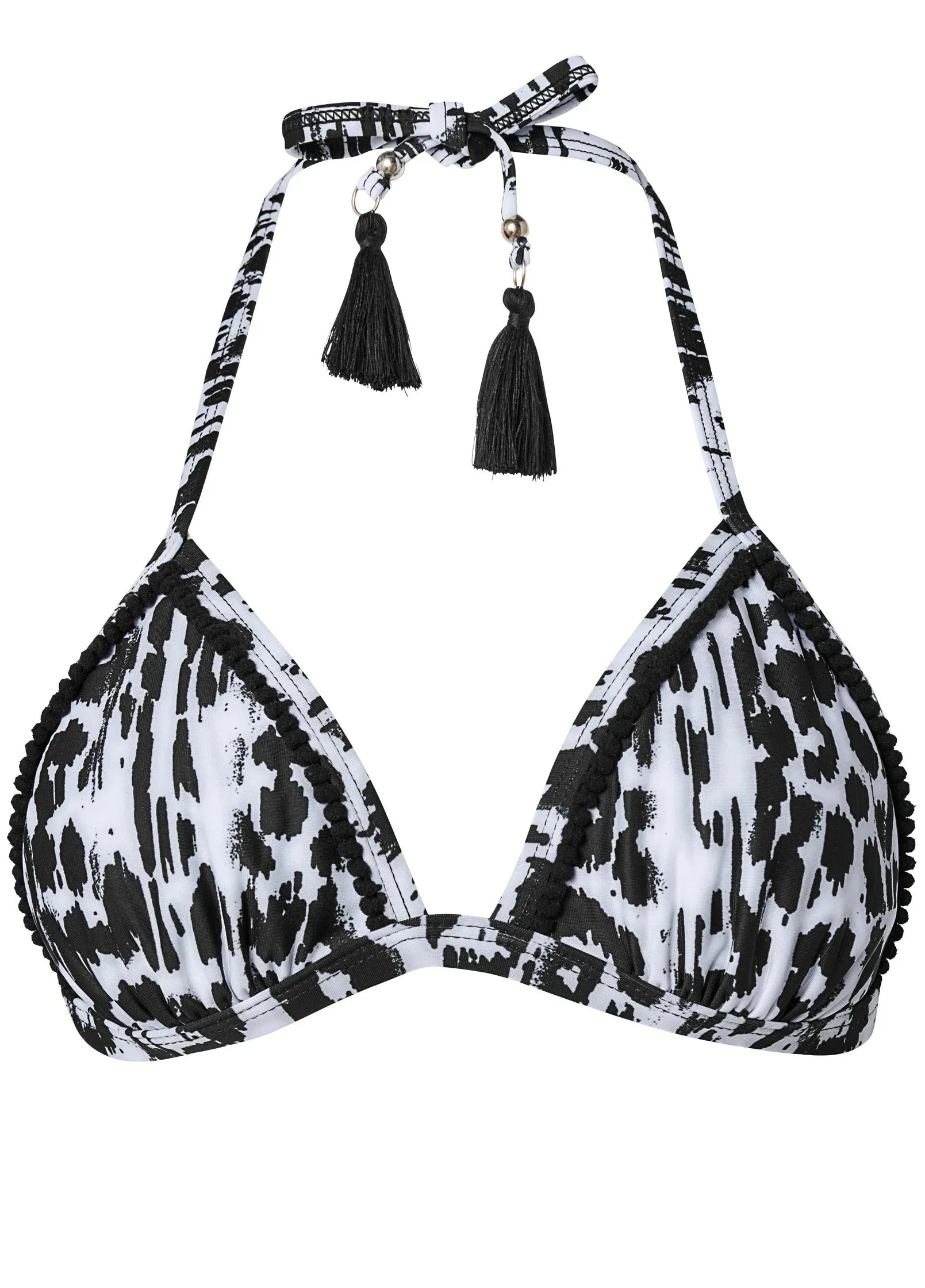 POM POM TRIANGLE BIKINI TOP Alluring Leopard