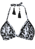 POM POM TRIANGLE BIKINI TOP Alluring Leopard