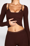 Modal Mid Rise Flared Trousers in Chocolate Brown