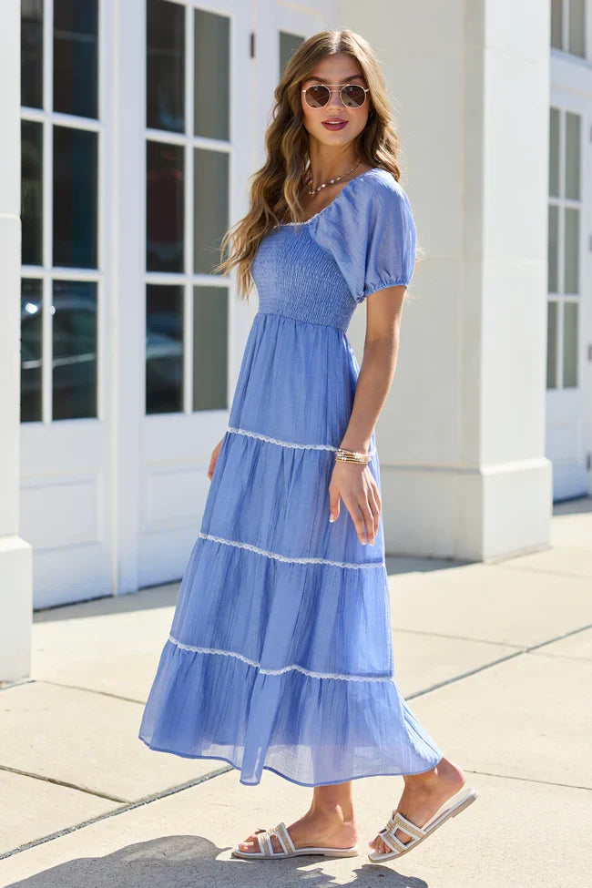 Jennifer Blue Tiered Maxi Dress SALE