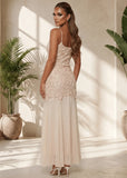 Forever Begins 3D Flower Maxi Dress Beige