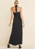 Plunging Knot Maxi Dress Jet Black