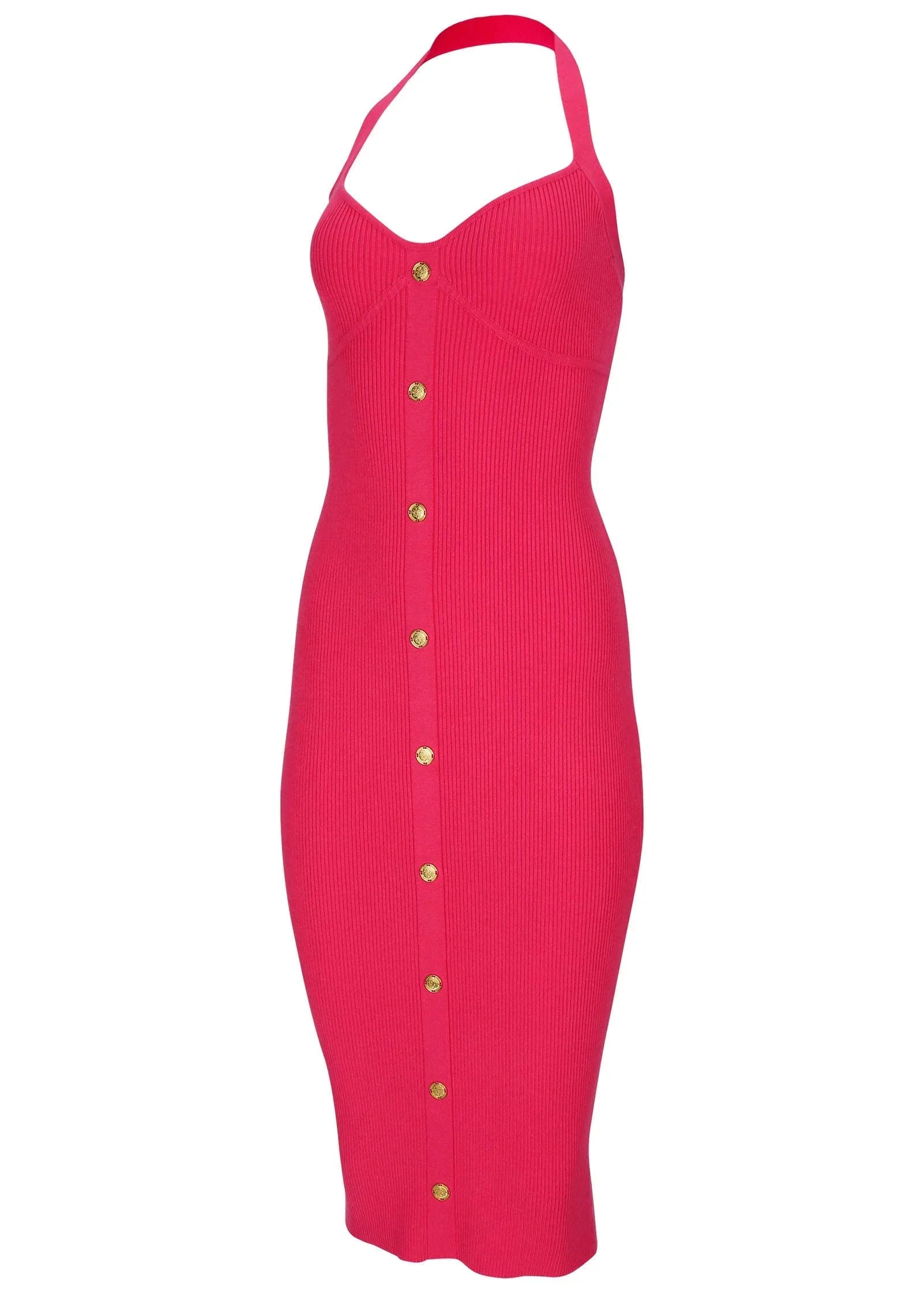Button Front Halter Midi Azalea