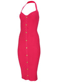 Button Front Halter Midi Azalea