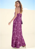 Tassel Tie Back Maxi Dress Purple Multi