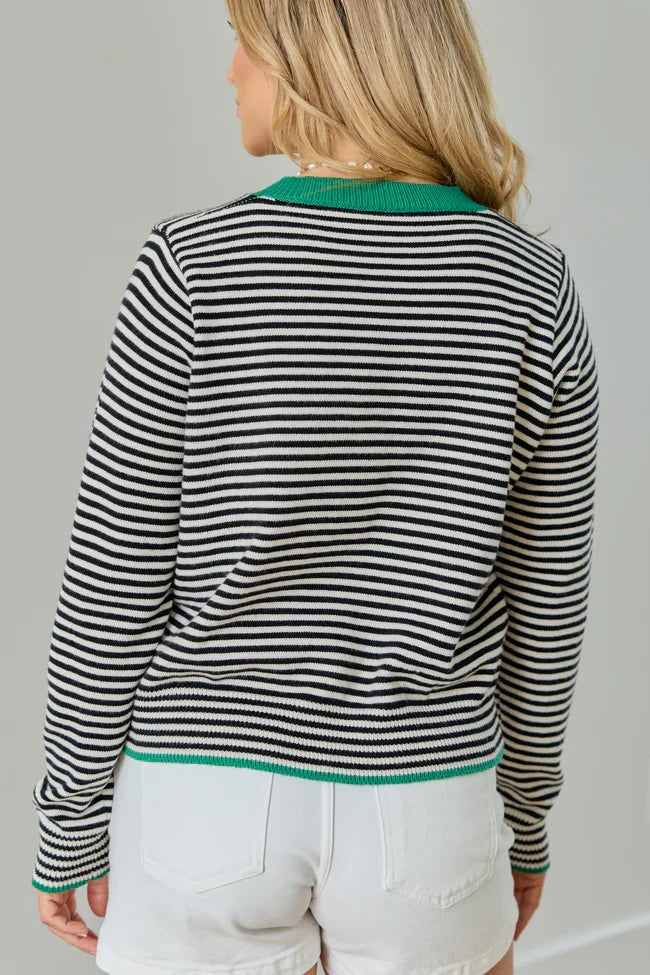 Patricia Green Trim Striped Cardigan SALE