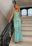 Always Sparkling Embellished Gown Aqua