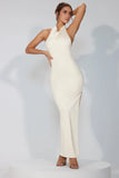 Jersey Cowl Neck Backless Maxi Dress in Ivory
