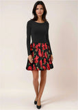 Long Sleeve Bubble Hem Mini Antique Roses