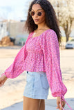 Evelina Pink Floral Ruched Babydoll Top