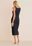Henley Midi Dress Jet Black